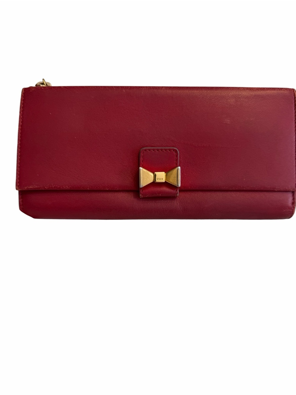 Authentic Chloe Red Leather Bow-Accent Wallet
